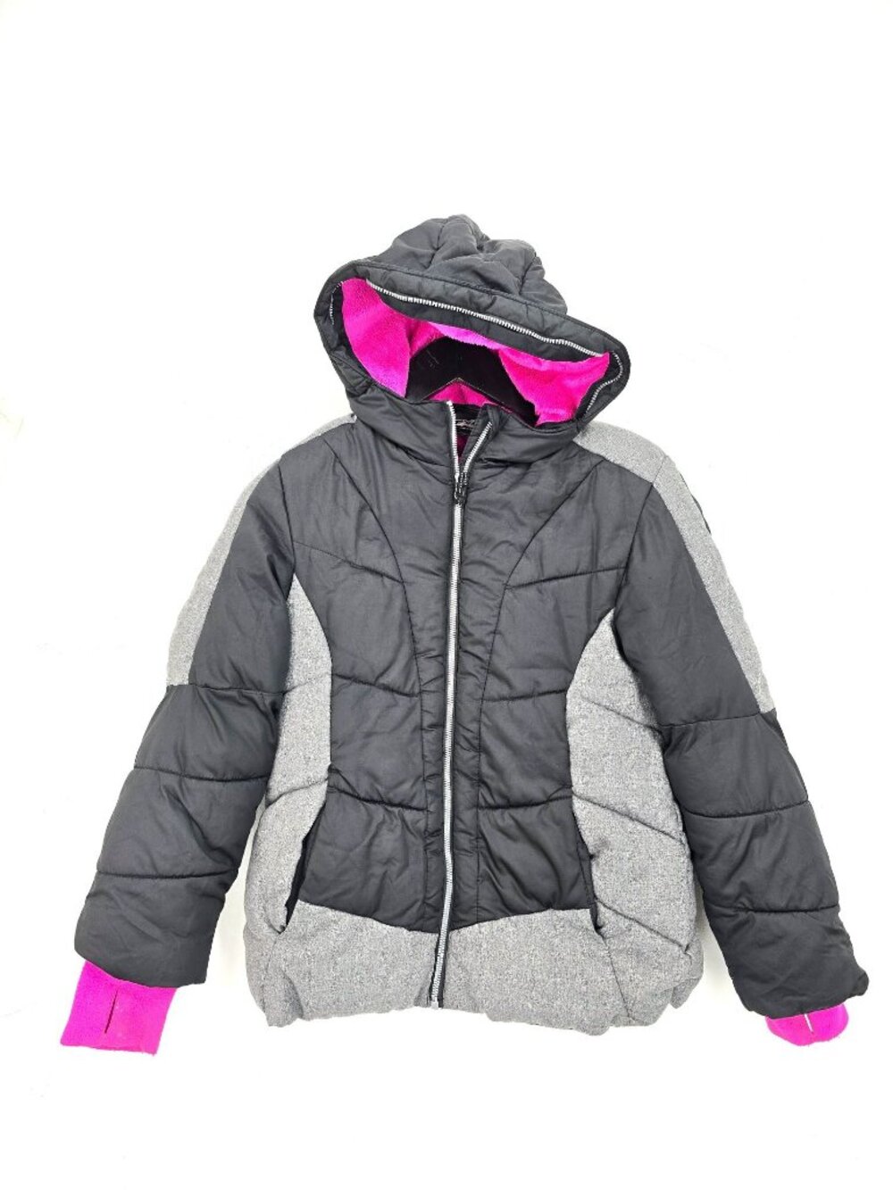 ZeroXposur Black Grey Pink Colorblock Hooder Winter Puffer Jacket Coat Kids Size